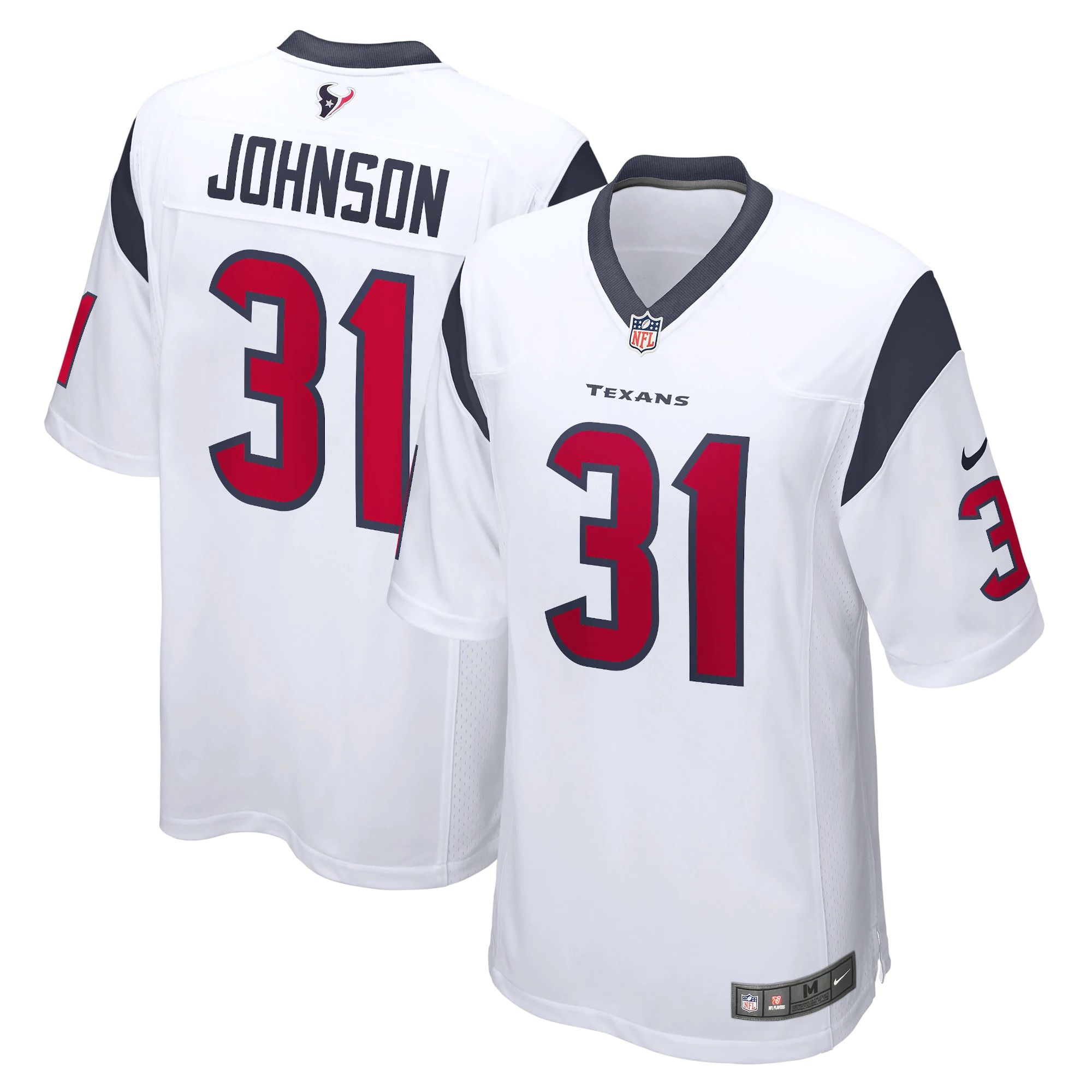 Men Houston Texans #31 David Johnson Nike White Game Player NFL Jersey